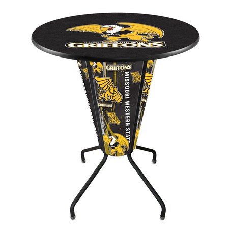 Holland Bar Stool Co Lighted 42" Black Missouri Western State Pub Table L218B42MOWSt36RMOWSt